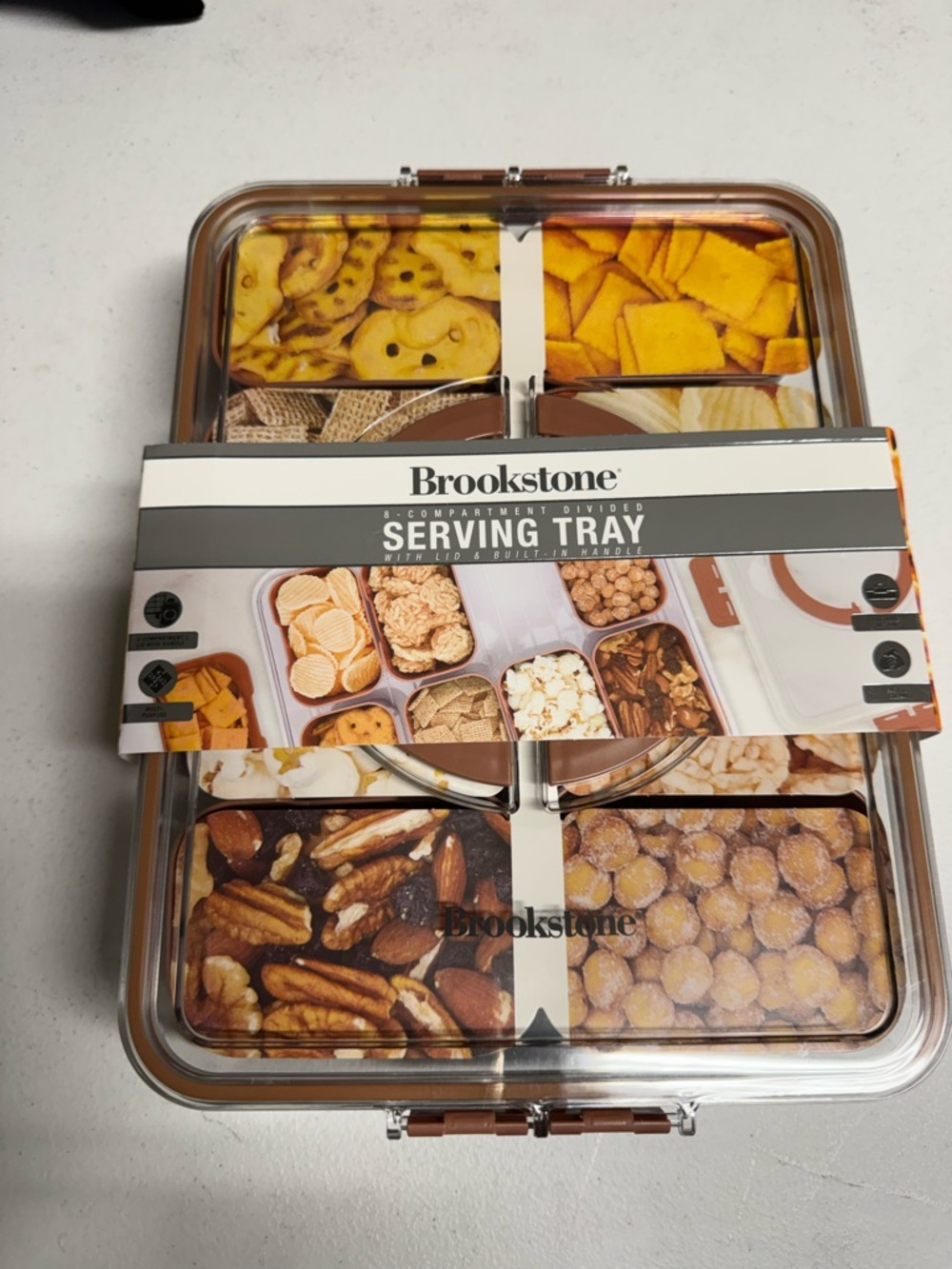Brookstone Clear Serving Tray with Brown Divided Inserts